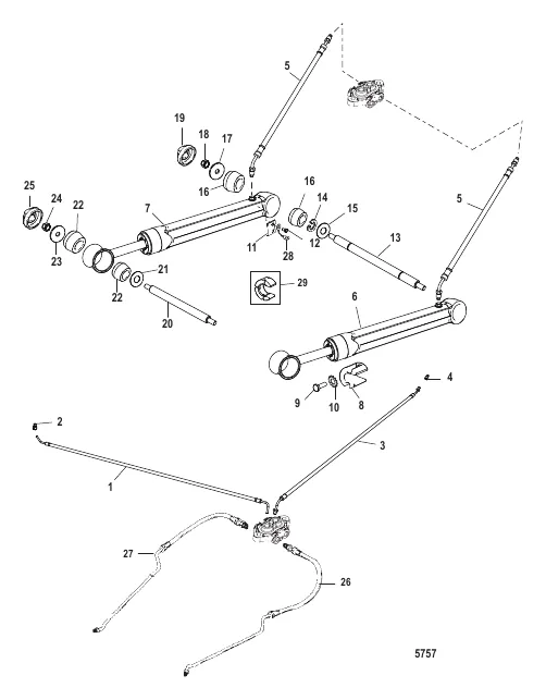Trim Cylinders and Hydraulic Hoses (Standard Transoms)