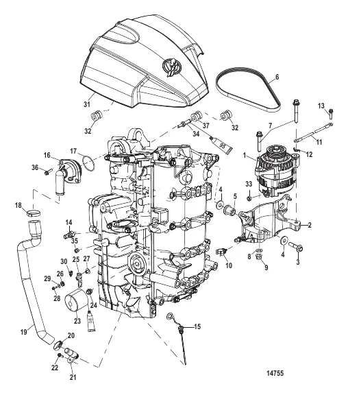 Alternator/Starboard Cylinder Block Components