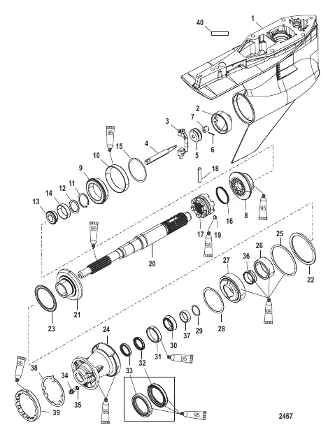 Gear Housing PropShaft-Counter Rotation,4.80 Torpedo 2B026816 and Below