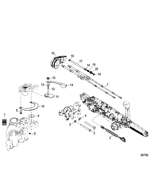 Tiller Handle Conversion Kit (8M0159453) Remote Control to 40-60hp Tiller SeaPro