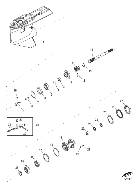 Gear Housing, Propeller Shaft 2.38:1 Standard Rotation