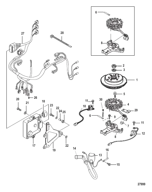 Flywheel, ECU and Wiring Harness
