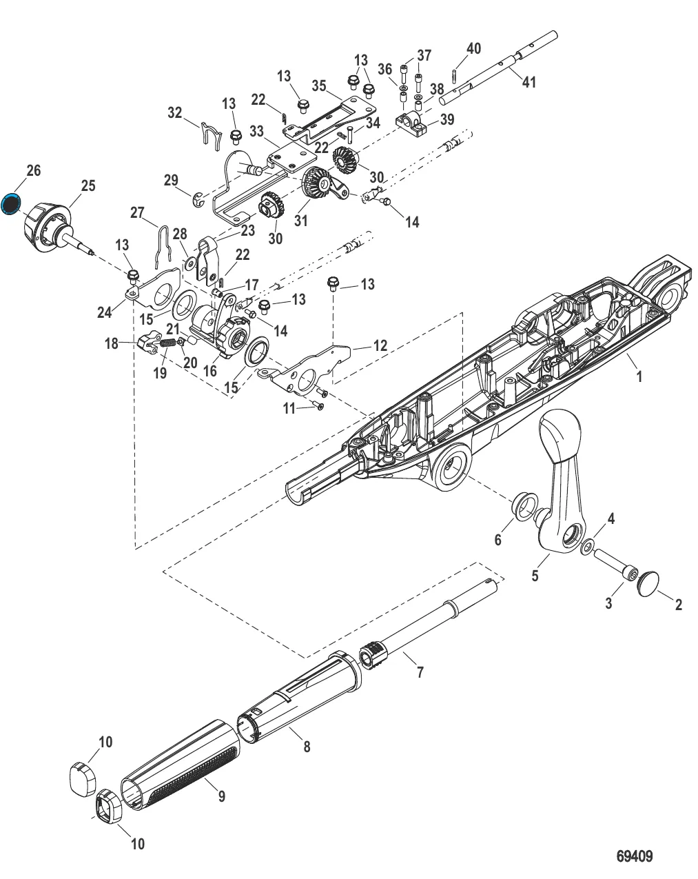 Tiller Handle Shift and Throttle Components (Mid Mount)