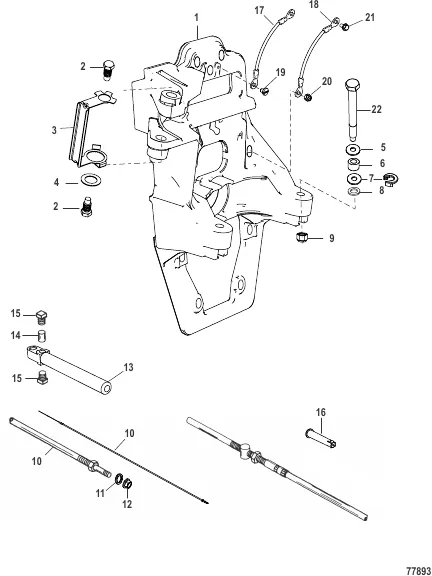 Transom Plate and Shift Cable