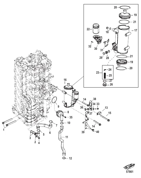 Starboard Cylinder Block/Oil Cooler