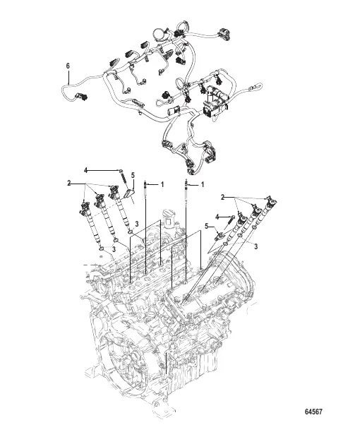 Fuel System Injectors, Injector Harness and Glow Plug