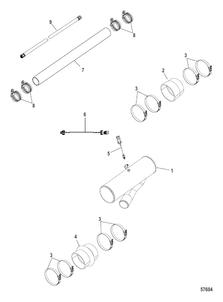 Exhaust Tube QSC, Design-II, Center, 6 Inch