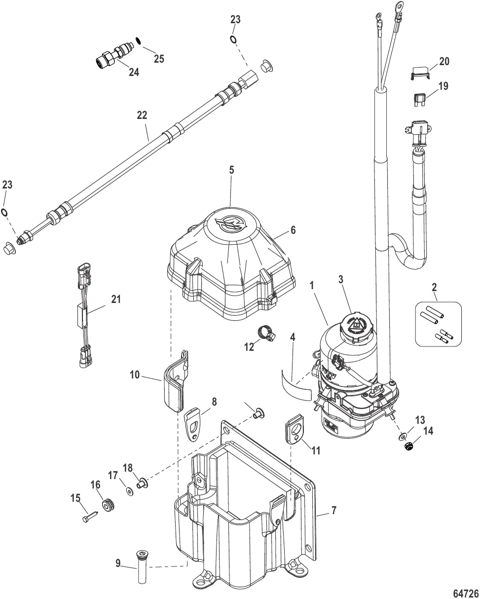 Комплект насоса – рулевой механизм с усилителем (4–24 фута – 1,22–7,32 м) Предохранитель 60 А