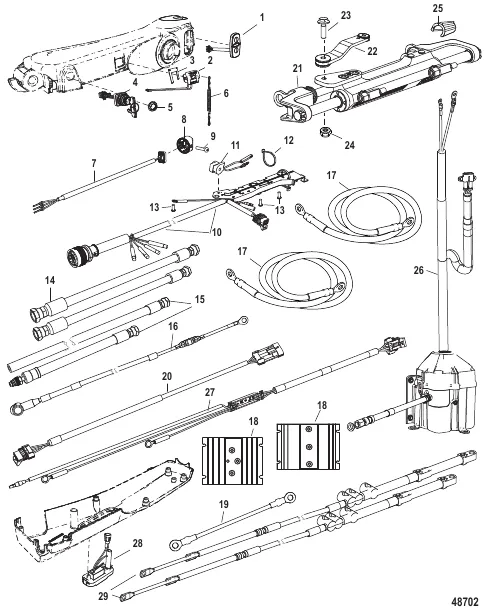Tiller Handle Kit Components (Big Tiller-Power Steer, F150)