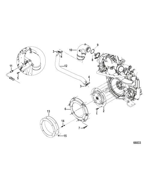 Flywheel Housing and Exhaust Elbow Inboard