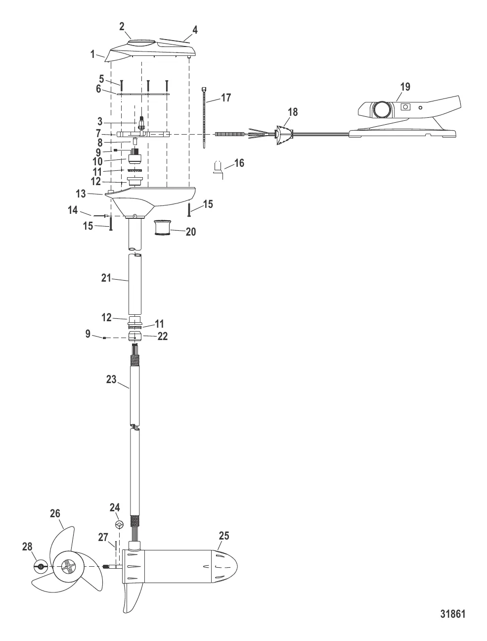 Двигатель для тралового лова в сборе (Модель FW36FT) (12 В)