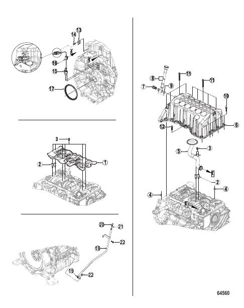 Cylinder Block Oil Pan, Baffle, Dipstick, Crank Sensor