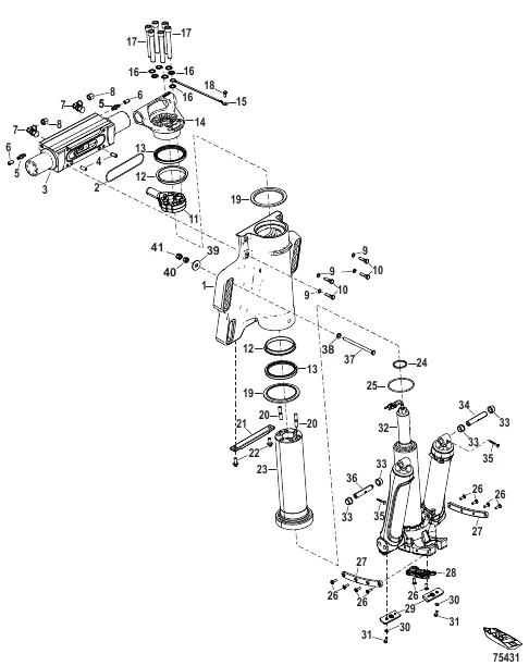 Power Trim/Transom Assembly Standard Rotation
