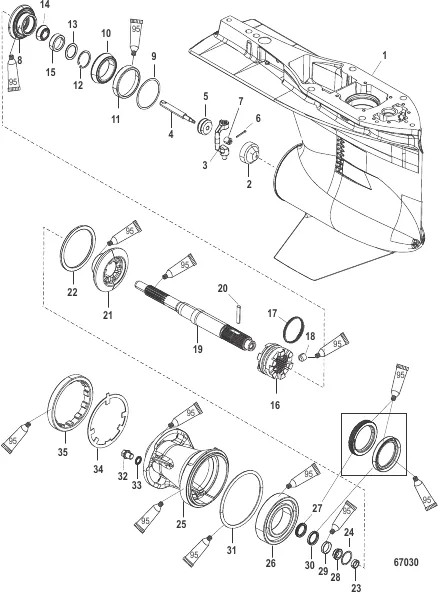 Gear Housing, Propeller Shaft, Standard SEAPRO 3B111735 and Up