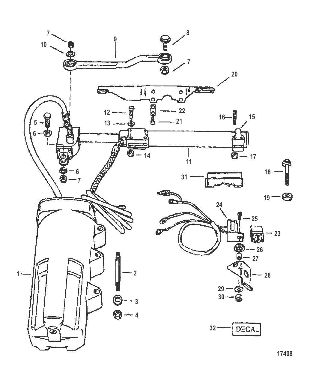 Комплект рулевого механизма с усилителем – опора транца (17443A11)