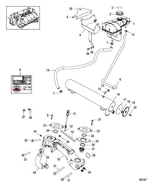Cooling System Fresh Water Components (2A041664 & below)