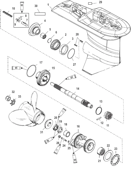 Gear Housing Prop-2.33:1-USA-0T625304/BEL-0P216185 and Up