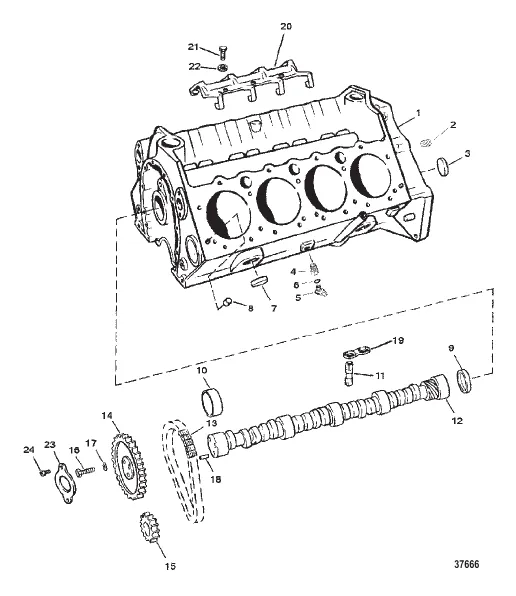 CYLINDER BLOCK AND CAMSHAFT (350 C.I.D. ROLLER LIFTERS)