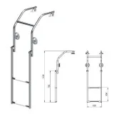 Трап складной  1135х325 мм с бортовым креплением для надувных лодок, нерж