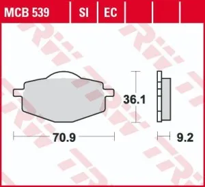Колодки тормозные (серия Organic Allround) MCB539