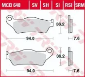 Колодки тормозные (серия Organic Allround) MCB648