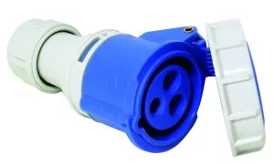 Розетка с предохранительной крышкой, 16A, 220-240V, синяя