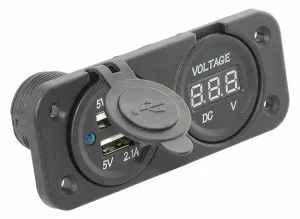 Два зарядных гнезда USB с вольтметром