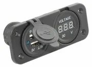 Два зарядных гнезда USB с вольтметром