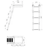 Трап телескопический выдвижной с фиксатором, 4 черных ступени (ширина 278 мм.)