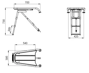 Платформа носовая с трапом 3 ступени серые