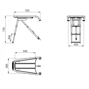 Платформа носовая с трапом 3 ступени черные