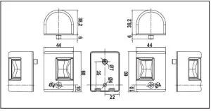 Огни бортовые светодиодные 38х60 мм, белый корпус