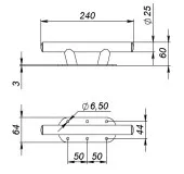 Утка швартовая с площадкой 240 мм, нержавеющая сталь