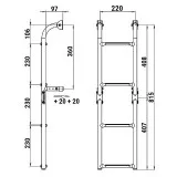Трап складной с вертикальным креплением, 4 серых ступени (ширина 220 мм.)