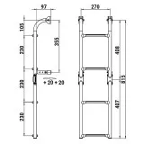 Трап складной с вертикальным креплением, 4 серых ступени (ширина 270 мм.)