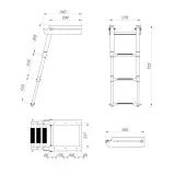 Трап телескопический выдвижной с фиксатором, 3 черных ступени (ширина 276 мм.)