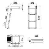 Трап телескопический выдвижной, 3 серых ступени (ширина 272 мм.)