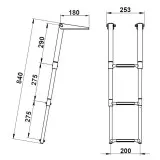 Трап телескопический складной узкий, 3 белых ступени (ширина 253 мм.)