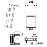 Трап телескопический складной, 2 белых ступени (ширина 305 мм.)
