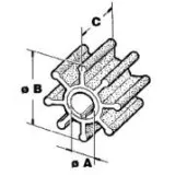 Крыльчатка помпы охлаждения двигателя Johnson/Mercriser/Vetus/Volvo-Penta/Yanmar 500106GT
