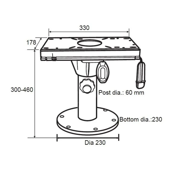Стойка под кресло со слайдером (33 см.),алюминий