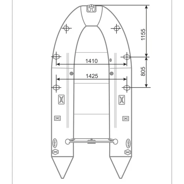 Тент 1Д на лодку 330-340 с носовым отверстием (Серый)