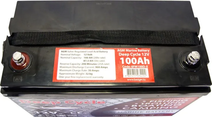 Тяговый аккумулятор для лодочного электромотора Marine Deep Cycle AGM 100Ah 12V