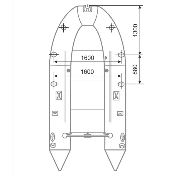 Тент 2Д на лодку 360-390 c отверстием (Камо)
