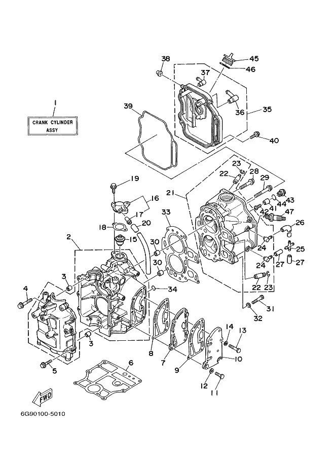 Цилиндр и картер двигателя